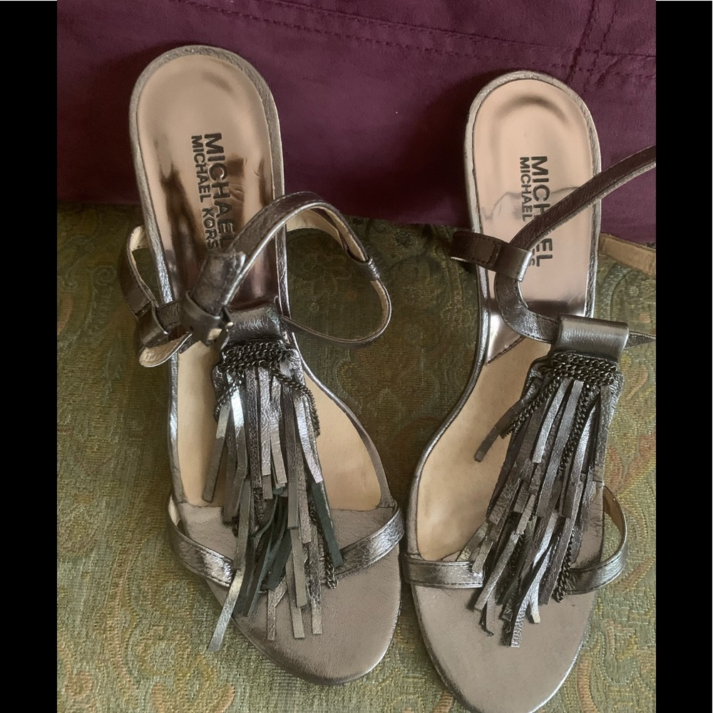 Michael kors gun metal silver high heel sandals